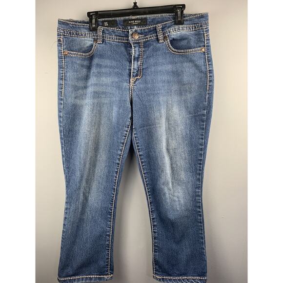 Nine West Jeans‎ Womens Size 12 Cropped Capri Bling Thick Stitch Stretch Medium - Picture 1 of 8